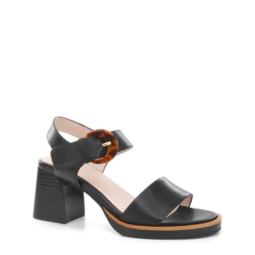 Dalila Leather Block Heels in Black | Hannahs