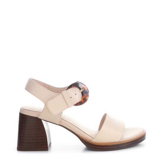 Dalila Leather Block Heels in Off White | Hannahs