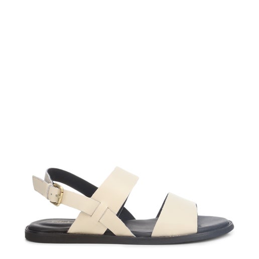 Karsea Strap Leather Sandals in White | Hannahs